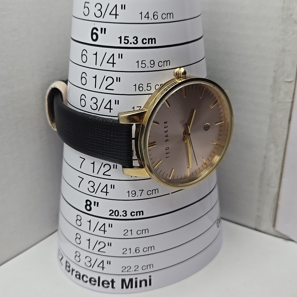 Ted Baker Kate Women's Watch Pink Date Dial Black Leather Band New Battery View 6